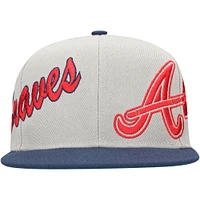 Men's Mitchell & Ness Gray/Navy Atlanta Braves Knock Out Panel Snapback Hat