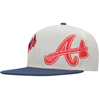 Men's Mitchell & Ness Gray/Navy Atlanta Braves Knock Out Panel Snapback Hat