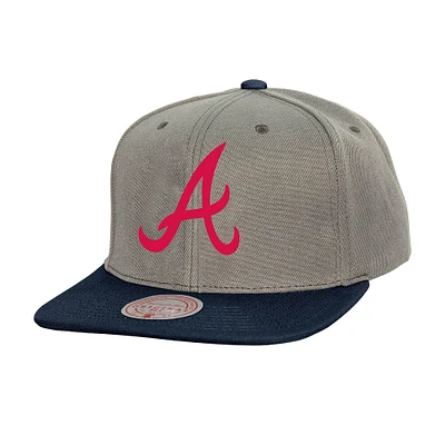 Casquette snapback basique Mitchell & Ness grise des Braves d'Atlanta pour homme