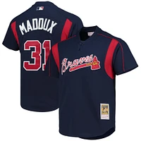 Mitchell & Ness Greg Maddux pour homme Marine Atlanta Braves Cooperstown Collection Mesh Batting Practice Button-Up Jersey