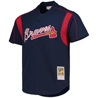 Men's Mitchell & Ness Greg Maddux Navy Atlanta Braves Cooperstown Collection Mesh Batting Practice Button-Up Jersey