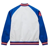 Men's Mitchell & Ness Hank Aaron White/Royal Atlanta Braves Cooperstown Collection Legends Lightweight Satin Raglan Full-Snap Jacket