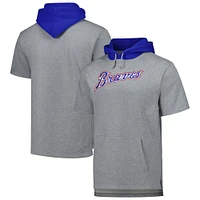 Chandail à capuchon manches courtes d'après-match Mitchell & Ness Heather Grey des Atlanta Braves pour homme