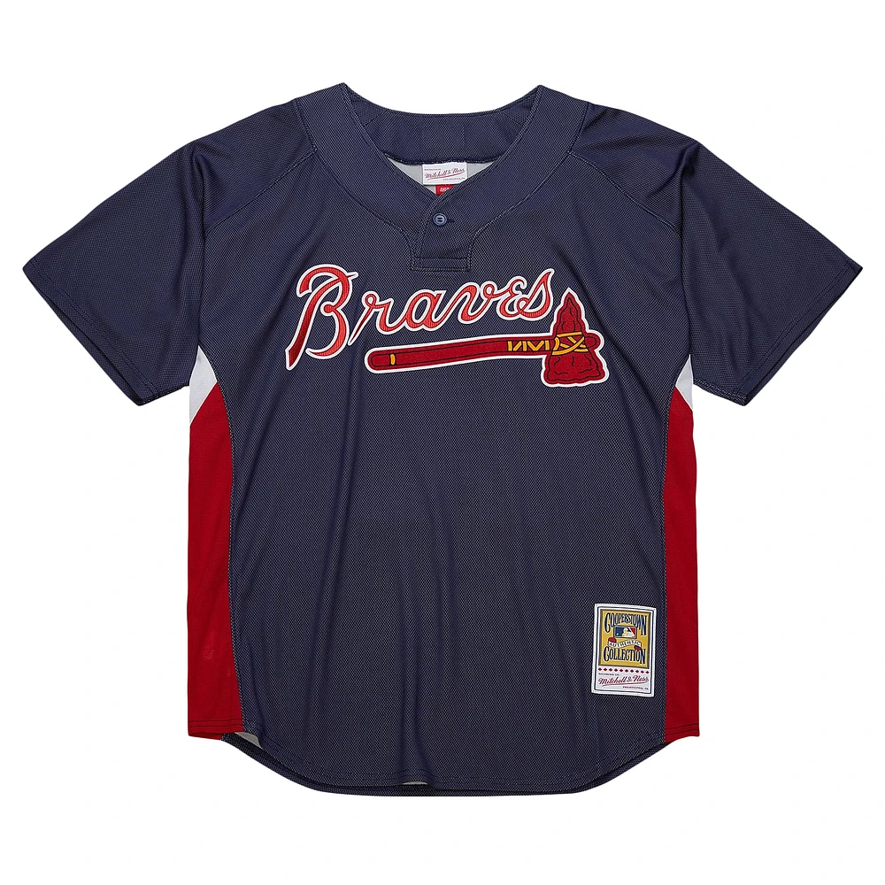 Maillot d'entraînement de frappeur en maille Mitchell & Ness John Smoltz des Atlanta Braves la collection Cooperstown pour hommes, bleu marine