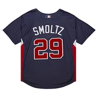 Maillot d'entraînement de frappeur en maille Mitchell & Ness John Smoltz des Atlanta Braves la collection Cooperstown pour hommes, bleu marine