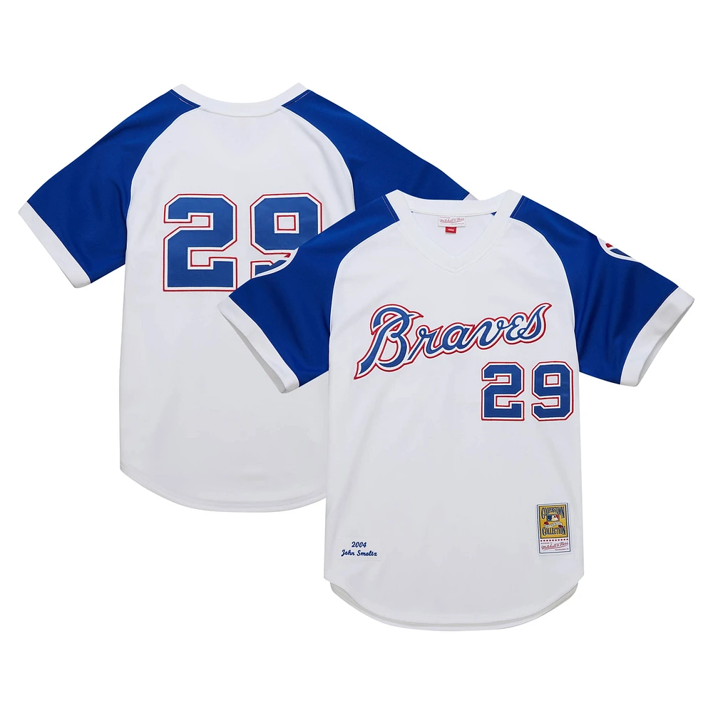 Men's Mitchell & Ness John Smoltz White Atlanta Braves 2004 Cooperstown Collection Authentic Throwback Jersey