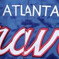 Men's Mitchell & Ness Navy/Red Atlanta Braves Big Tall Coaches Satin Full-Snap Jacket