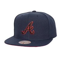 Casquette Snapback Eclipse de la collection Cooperstown des Atlanta Braves de Mitchell & Ness pour hommes, bleu marine