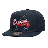 Casquette à visière double snapback Mitchell & Ness bleu marine pour homme des Braves d'Atlanta