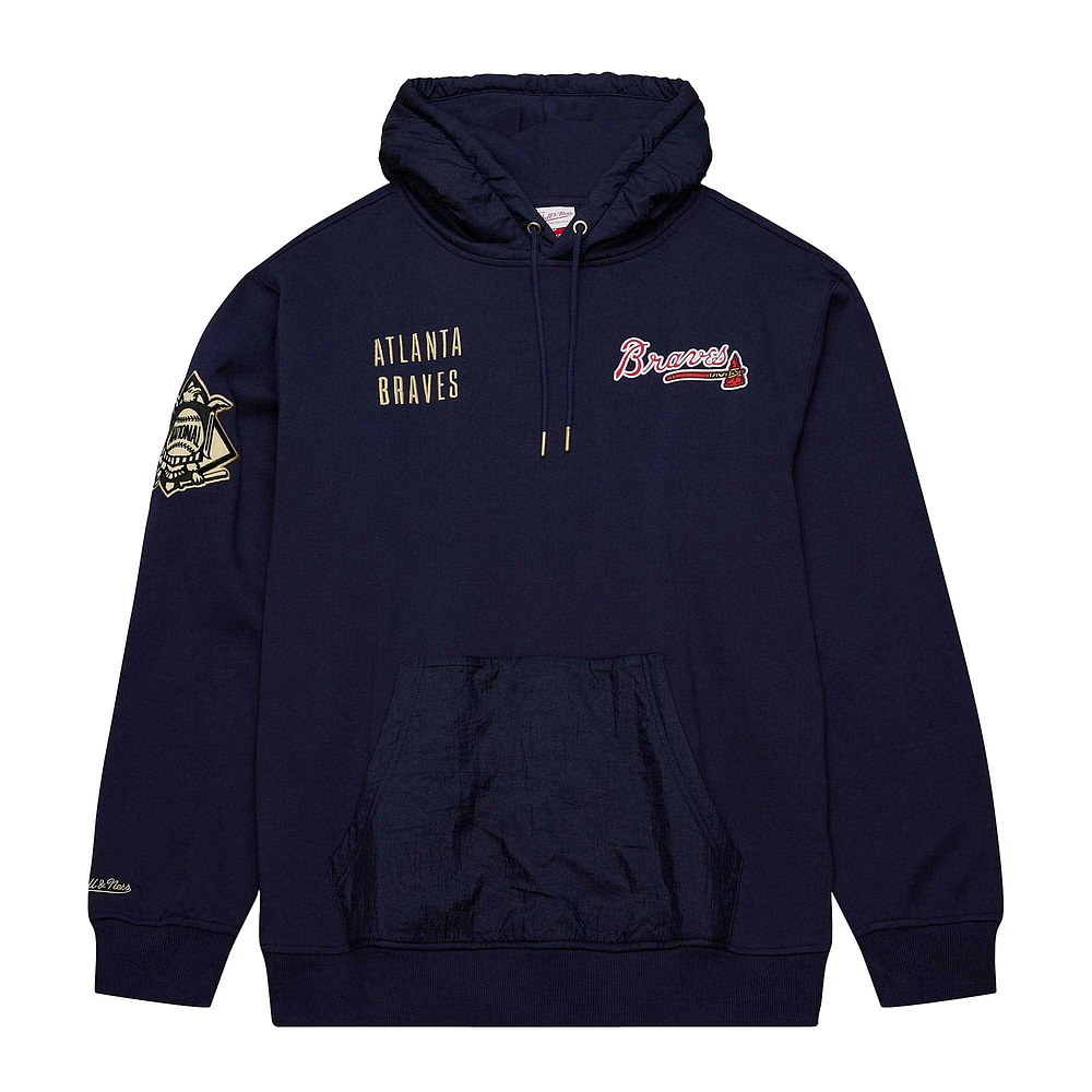 Sweat à capuche avec logo actuel des Atlanta Braves de Mitchell & Ness pour hommes, bleu marine