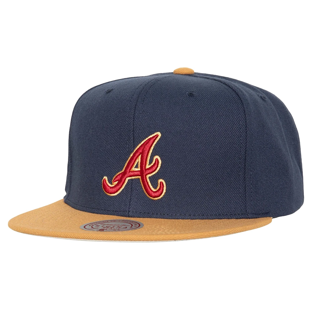 Casquette Snapback Work It des Atlanta Braves de Mitchell & Ness pour hommes, bleu marine