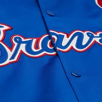Men's Mitchell & Ness Royal/Red Atlanta Braves Cooperstown Collection Team Origins Satin Full-Snap Jacket