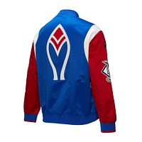 Men's Mitchell & Ness Royal/Red Atlanta Braves Cooperstown Collection Team Origins Satin Full-Snap Jacket