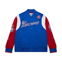 Men's Mitchell & Ness Royal/Red Atlanta Braves Cooperstown Collection Team Origins Satin Full-Snap Jacket