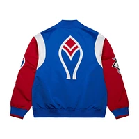 Men's Mitchell & Ness Royal/Red Atlanta Braves Cooperstown Collection Team Origins Satin Full-Snap Jacket
