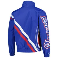 Mitchell & Ness Royal Atlanta Braves Veste d'échauffement entièrement zippée avec logo éclaté pour homme