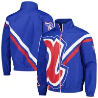 Mitchell & Ness Royal Atlanta Braves Veste d'échauffement entièrement zippée avec logo éclaté pour homme