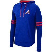 Men's Mitchell & Ness Royal Atlanta Braves Logo Lightweight Raglan Pullover Hoodie