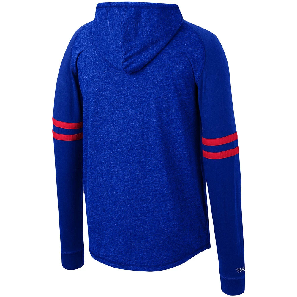 Men's Mitchell & Ness Royal Atlanta Braves Logo Lightweight Raglan Pullover Hoodie