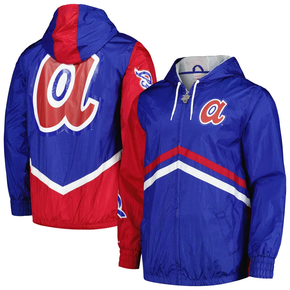 Men's Mitchell & Ness  Royal Atlanta Braves Undeniable Full-Zip Hoodie Windbreaker Jacket