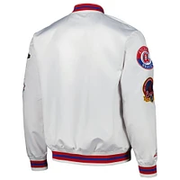 Men's Mitchell & Ness White Atlanta Braves City Collection Satin Full-Snap Varsity Jacket