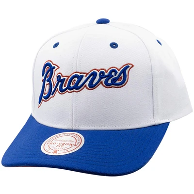 Casquette Mitchell & Ness pour homme Atlanta Braves Cooperstown Collection Pro Crown Snapback Blanc