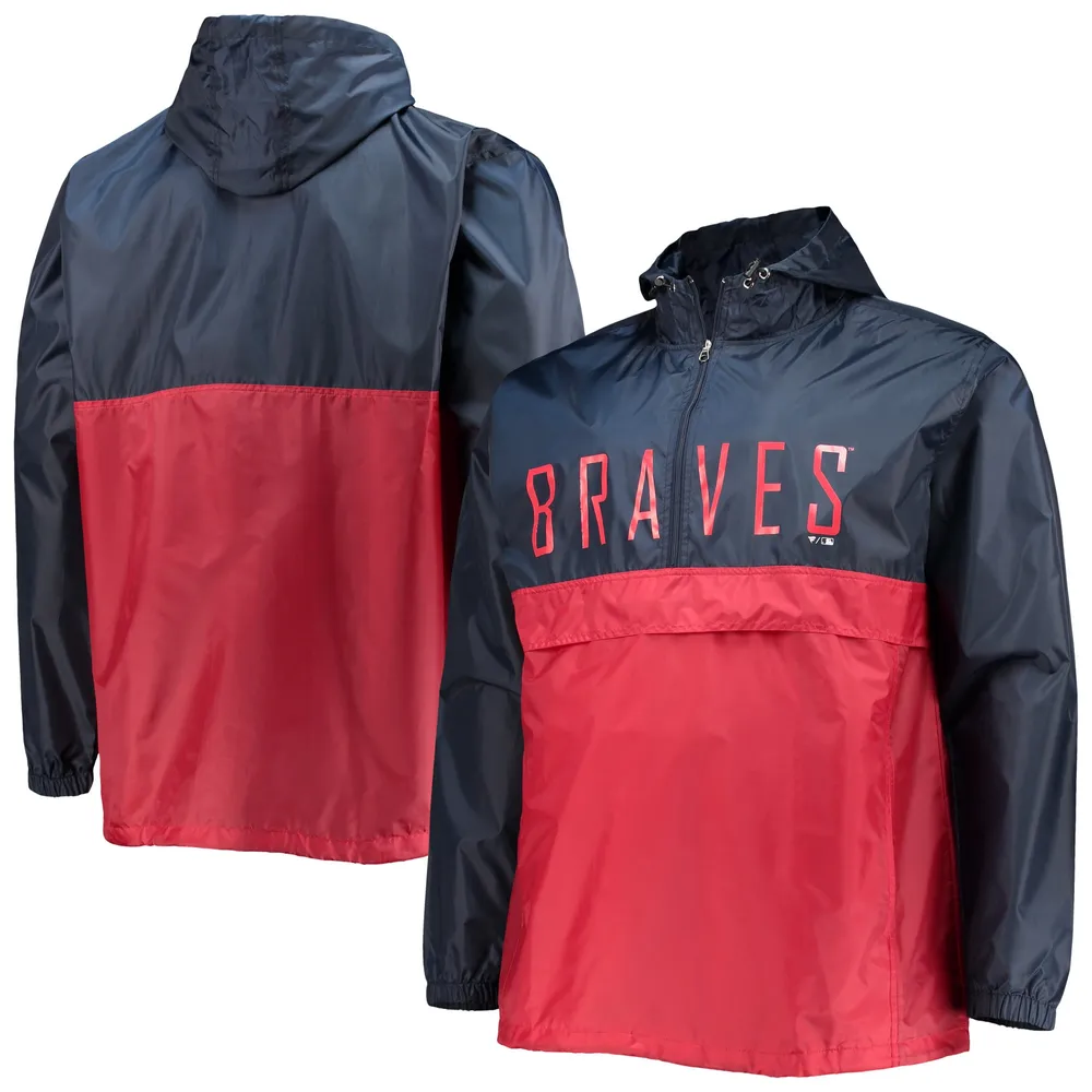 Men's Atlanta Braves Starter Navy Impact Hoodie Half-Zip Jacket