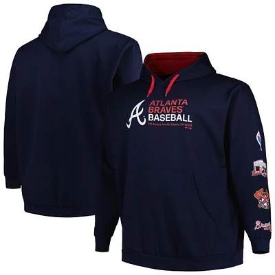 Men's Navy Atlanta Braves Big & Tall Fleece Pullover Hoodie