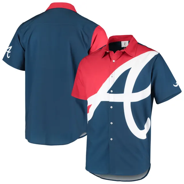 Men's Tommy Bahama Navy Atlanta Braves Sport Harbor Island Hibiscus Short Sleeve Button-Up Shirt Size: Small