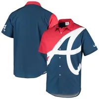 Atlanta Braves Cutter & Buck Short Sleeve Stretch Oxford Button-Down Shirt - Charcoal