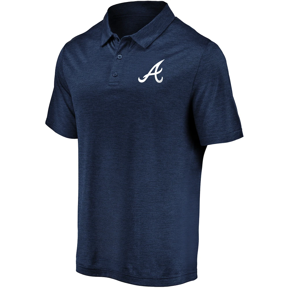 Men's Navy Atlanta Braves Iconic Striated Primary Logo Lightweight Polo