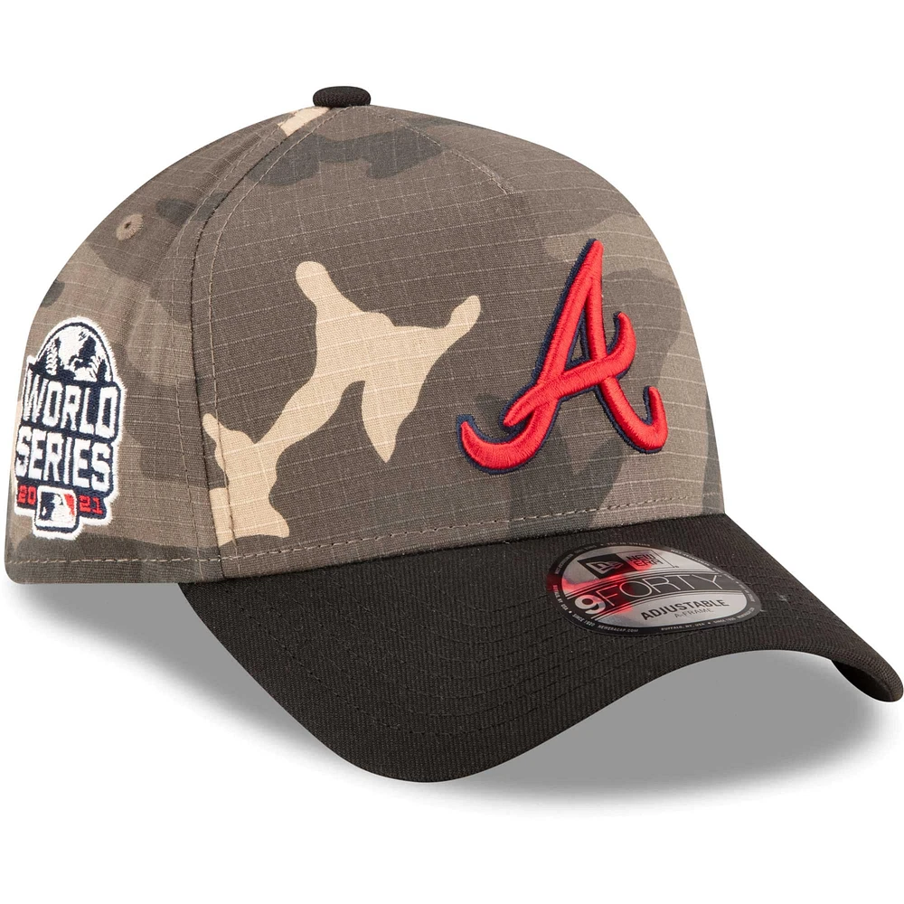 Casquette réglable New Era Atlanta Braves Camo Crown A-Frame 9FORTY pour hommes