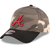 Casquette réglable New Era Atlanta Braves Camo Crown A-Frame 9FORTY pour hommes