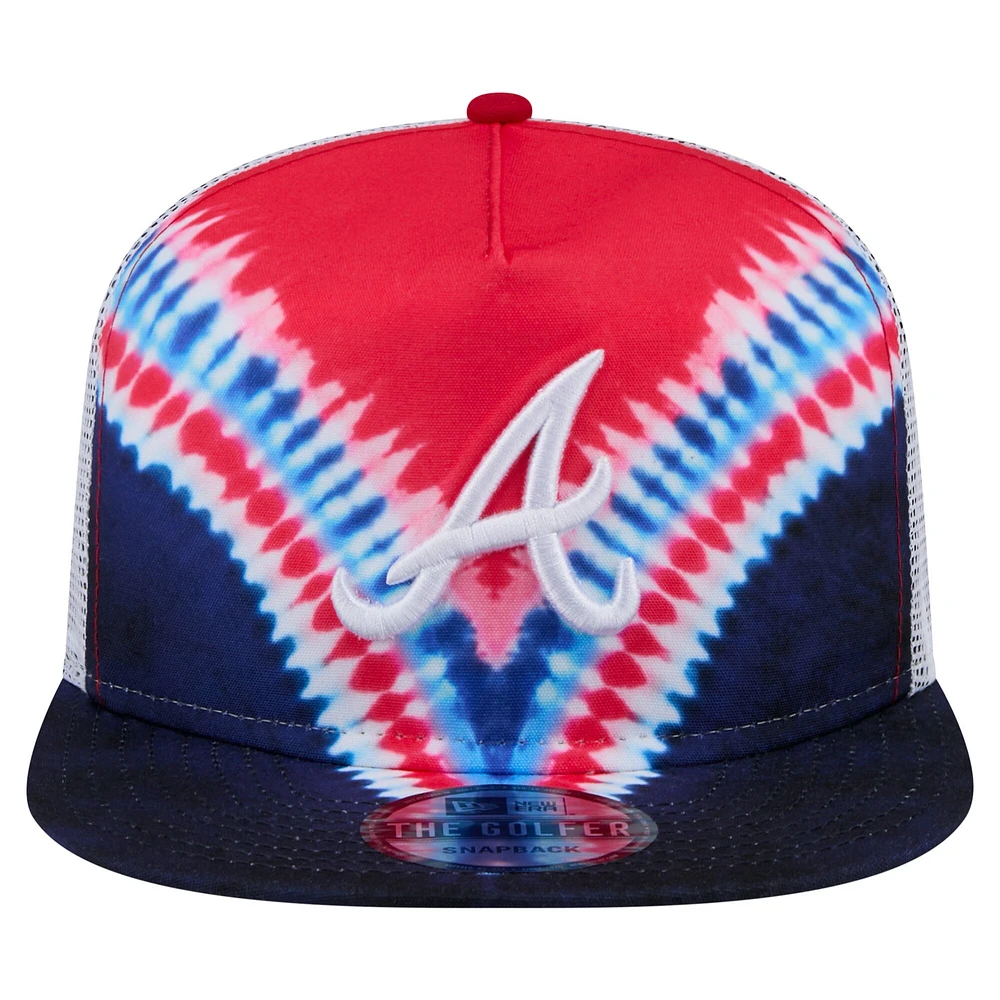 Casquette ajustable New Era Atlanta Braves Tie-Dye Golfer Trucker pour homme