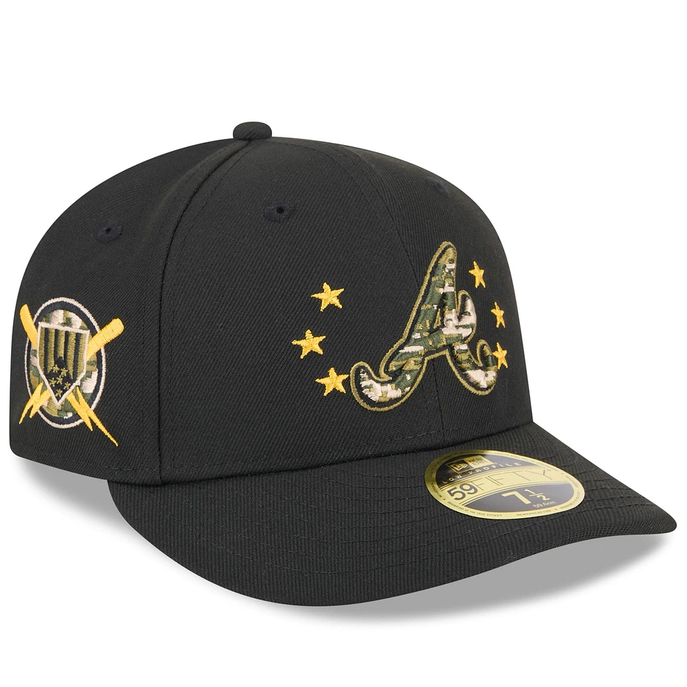 Casquette ajustée 59FIFTY à profil bas des Atlanta Braves 2024 New Era pour hommes, noire