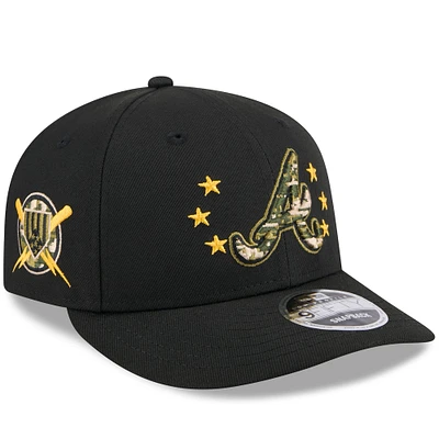 Casquette Snapback 9FIFTY à profil bas pour la Journée des Forces armées d'Atlanta Braves 2024 New Era noire pour hommes