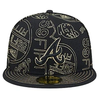 Casquette ajustée 59FIFTY Day Allover des Atlanta Braves New Era pour hommes, noire