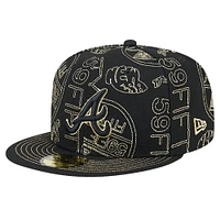 Casquette ajustée 59FIFTY Day Allover des Atlanta Braves New Era pour hommes, noire