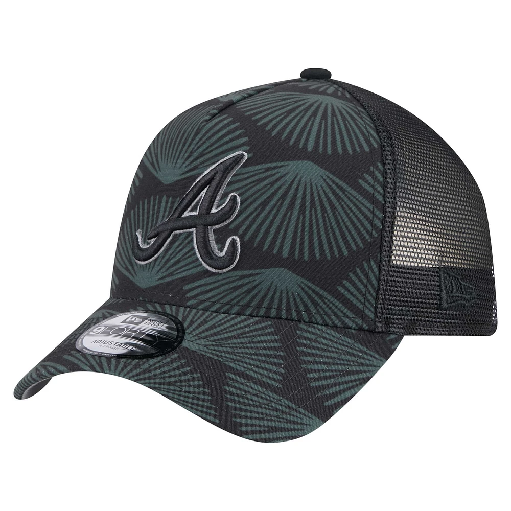 Casquette ajustable A-Frame Trucker 9FORTY Atlanta Braves noire New Era pour homme