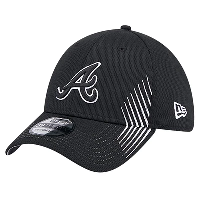 Casquette flex Active Dash Mark 39THIRTY des Atlanta Braves New Era noire pour hommes