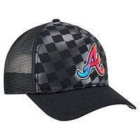 Men's New Era Black Atlanta Braves Gradient 9FORTY A-Frame M-Crown Trucker Adjustable Hat