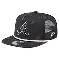 Casquette ajustable noire pour homme Atlanta Braves Gummy Golfer Trucker de New Era
