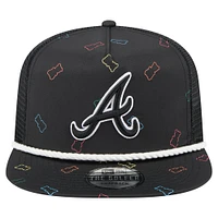 Casquette ajustable noire pour homme Atlanta Braves Gummy Golfer Trucker de New Era