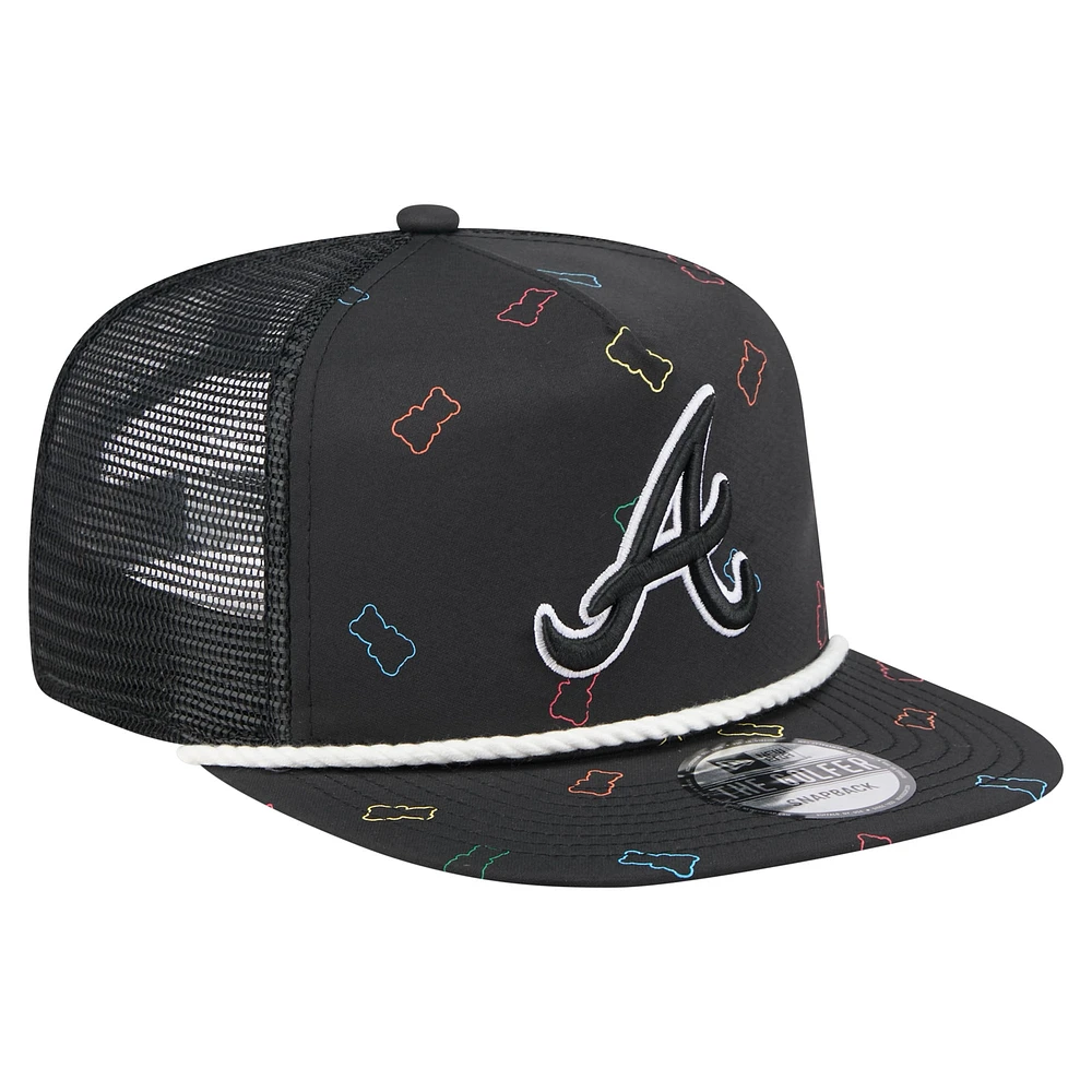 Casquette ajustable noire pour homme Atlanta Braves Gummy Golfer Trucker de New Era