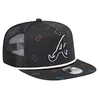 Casquette ajustable noire pour homme Atlanta Braves Gummy Golfer Trucker de New Era