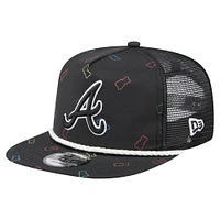 Casquette ajustable noire pour homme Atlanta Braves Gummy Golfer Trucker de New Era