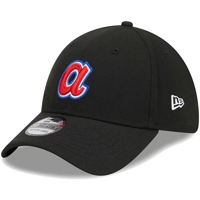 Men's New Era Black Atlanta Braves Logo 39THIRTY Flex Hat