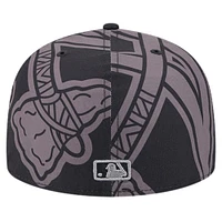 Casquette ajustée 59FIFTY avec logo Fracture des Atlanta Braves New Era pour hommes, noire