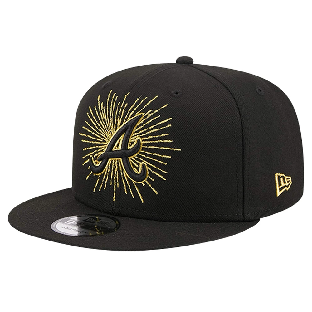 Casquette Snapback 9FIFTY noire avec logo métallique des Atlanta Braves New Era pour hommes