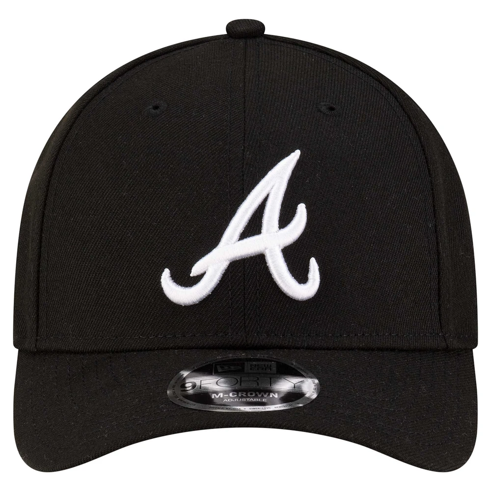 Men's New Era  Black Atlanta Braves Player Replica 9FORTY Adjustable Hat